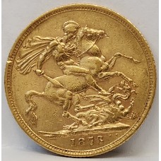 AUSTRALIA 1873 . ONE 1 SOVEREIGN . SYDNEY . GOLD . LARGE B.P.